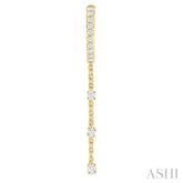 1/3 Ctw Round Cut Diamond Chain Dangler Hoop Earring in 10K Yellow Gold